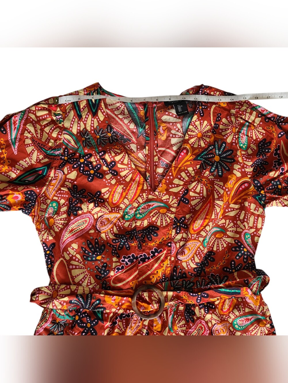 RACHEL ZOE | MULTI-COLOR BELTED ROMPER | SIZE LARGE - Picture 6 of 16